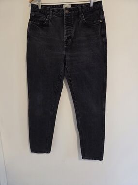 Sezane Black High-Rise Straight Leg Jeans